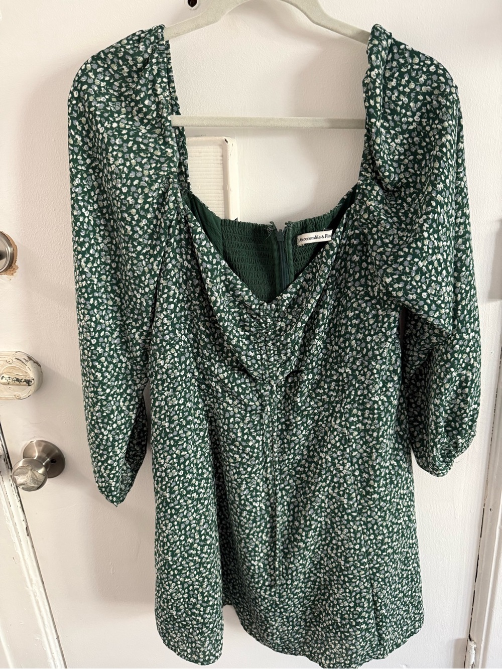 Abercrombie & Fitch Green and White Floral Long Sleeve Dress